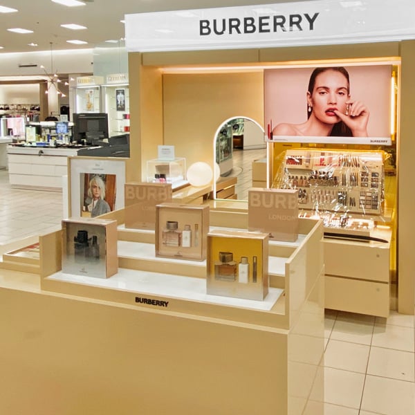 Shop-in-shop designed, manufactured and installed by C-West Custom Fixtures for Burberry in Market Mall, Calgary.